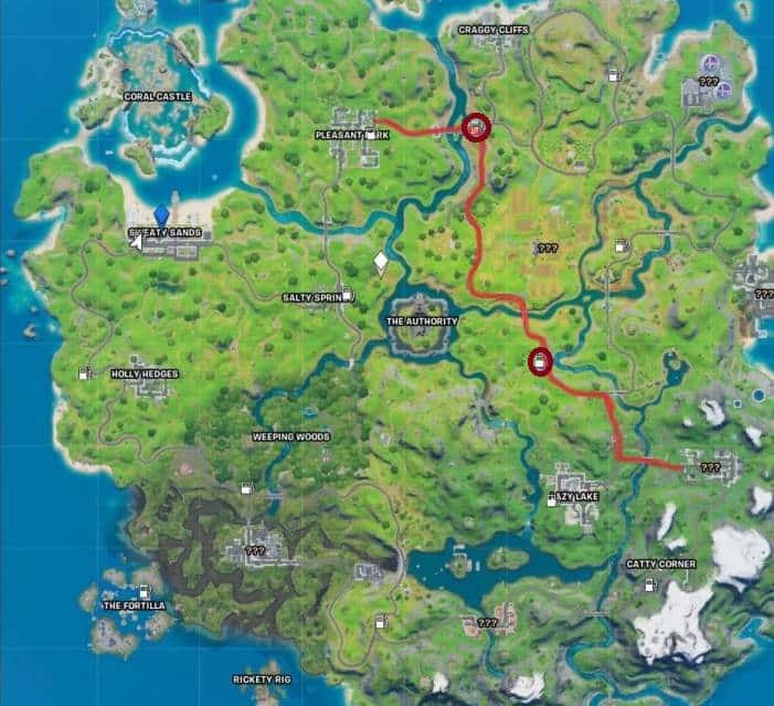 Fortnite Semaine 8 - aller en voiture de Retail Row à Pleasant Park en moins de 4 minutes Guide