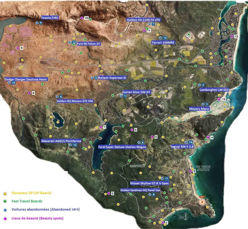 Forza Horizon 3 Map Votre guide pour trouver les trésors et collectibles cachés d Australie