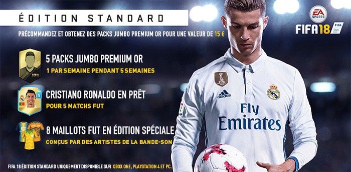 fifa 18 Détails des éditions avec Cristiano Ronaldo en vedette edition standard