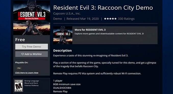 Comment télécharger démo Resident Evil 3 sur PS4 et PC - Guide
