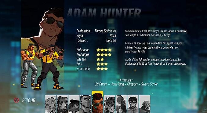Adam Hunter Personnages Streets of Rage 4 Guide