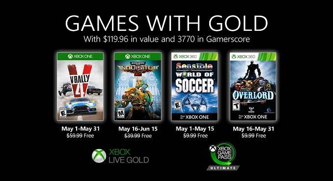 Télécharger Jeux Xbox gratuits Games With Gold pour Mai 2020 - Overlord 2 V-rally 4, World Soccer, Warhammer