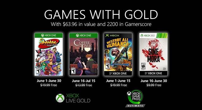 Jeux Xbox gratuits Games With Gold pour Juin 2020 révélés, XOne / X360