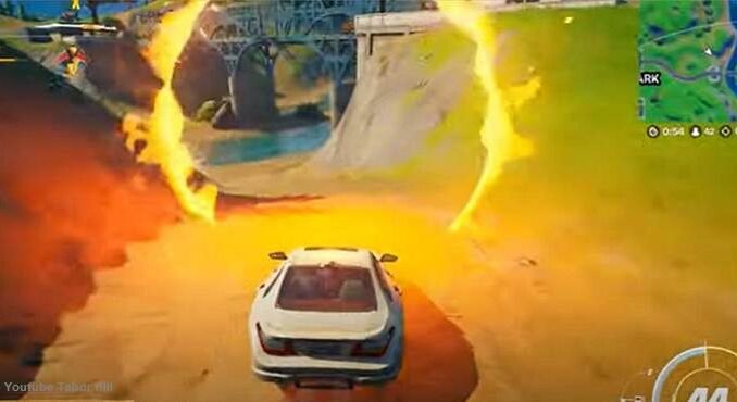 Fortnite Cinquième Saison Fortnite Saison 5 où conduire à travers les anneaux enflammés